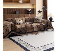 VanderHOME Premium Chenille Sofa Throws for 1-4 Seaters, Versatile Sofa Cover, Sofa Protector Cover, Throws For Sofas With Tassel, Artistic Patterns, All Seasons 180 * 260cm-Dark Curry