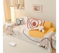 VanderHOME Premium Sofa Throw with Tassels - Waffle Pique Blanket, Breathable, Abrasion Resistant, Crease Resistant, Cat Scratch Resistant, Machine Washable Sofa Blanket 180 * 300cm-Sunrise