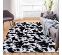 VanderHOME Rectangular Shaggy Area Rug Washable Anti-Skid Plush Carpet Mat Home Bedroom Bedside Blanket Large living Room Rug Milk cow-160 * 230cm