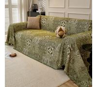 VanderHOME Reversible Chenille Sofa Throws Elegant Pattern Sofa Blanket with Decorative Tassels Versatile Throws for Sofas Large Throws for Sofa Bed All Season 180 * 230cm-Matcha green