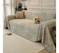 VanderHOME Reversible Chenille Sofa Throws Elegant Pattern Sofa Blanket with Decorative Tassels Versatile Throws for Sofas Large Throws for Sofa Bed All Season 180 * 420cm-Sage green