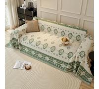 VanderHOME Reversible Sofa Throw - Wrinkle-Resistant Chenille Blanket with Tassels, Machine Washable Decorative Throws for the Sofa/Bed, All-Season Home Decor 180 * 300cm-Green