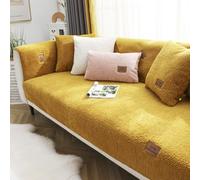VanderHOME Sofa Cover 1 2 3 4 Seater, Lambswool Couch Cover,Universal Non-Slip Corner Sofa Cover L Shape Super Soft Autumn Winter Sofa Slipcovers for Living Room 110 * 240cm-Yellow-seat cover(1 PC)