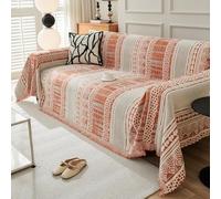VanderHOME Sofa Throws 1 2 3 4 Seater Throws for Sofas Large Throws for Settees, Boho Throw Reversible Woven Blanket Throw, Decroative Soft Sofa Blanket 180 * 280cm-Orange