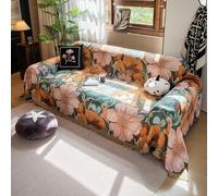 VanderHOME Sofa Throws Large 3 Seater Woven Flowers Pattern Sofa Blanket with Decorative Tassels Versatile Throws for Sofas Large Throws for Sofa Bed and Armchair 180 * 300cm-Summer Flowers