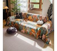 VanderHOME Sofa Throws Large 3 Seater Woven Flowers Pattern Sofa Blanket with Decorative Tassels Versatile Throws for Sofas Large Throws for Sofa Bed and Armchair 180 * 340cm-In Dreaming Flowers