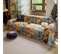 VanderHOME Sofa Throws Large 3 Seater Woven Flowers Pattern Sofa Blanket with Decorative Tassels Versatile Throws for Sofas Large Throws for Sofa Bed and Armchair 180 * 340cm-Camellia White Feather