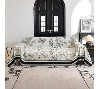 VanderHOME Soft Throws, Chenille Sofa Throw Blanket With Tassels, Multi-Purpose Blanket, Jacquard Patterned Settees Throw for Sofa, Armchair Beds 180 * 380cm-Black