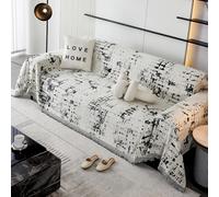 VanderHOME Soft Throws, Chenille Sofa Throw Blanket With Tassels, Versatile Blanket, Reversible Classic Style Throw Blanket for Sofa, Armchair Beds 180 * 380cm-Black