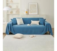 VanderHOME Solid color sofa cover Woven Sofa Cushion Home Decor Four Seasons Universal Multifunctional Soft Comfortable Blanket Sofa Slipcovers reversible for Livingroom 180 * 340cm-Blue
