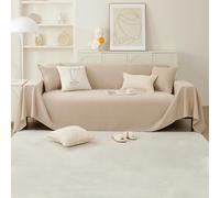VanderHOME Solid color sofa cover Woven Sofa Cushion Home Decor Four Seasons Universal Multifunctional Soft Comfortable Blanket Sofa Slipcovers reversible for Livingroom 180 * 230cm-Milk Tea color
