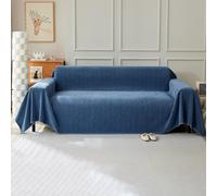VanderHOME Solid Color Sofa Throws Couch Cover with Decorative Fringe Bedspread, Multifunctional Chenille Sofa blanket,Ideal for Sofa Couch Bench and Bed 230 * 300cm-Blue