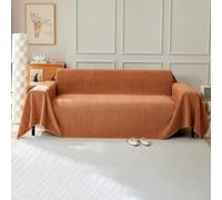 VanderHOME Solid Color Sofa Throws Couch Cover with Decorative Fringe Bedspread, Multifunctional Chenille Sofa blanket,Ideal for Sofa Couch Bench and Bed 230 * 420cm-Orange
