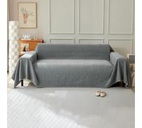 VanderHOME Solid Color Sofa Throws Couch Cover with Decorative Fringe Bedspread, Multifunctional Chenille Sofa blanket,Ideal for Sofa Couch Bench and Bed 230 * 180cm-Dark Grey