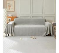 VanderHOME Solid Color Sofa Throws Couch Cover with Decorative Fringe Bedspread, Multifunctional Chenille Sofa blanket,Ideal for Sofa Couch Bench and Bed 230 * 230cm-Light Grey