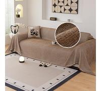 VanderHOME Solid Colour Sofa Cover, Wear-Resistant Sofa Blankets, Soft Couch Cover for Living Room, Sofa Throws L Shape Furniture Protection for Dogs and Cats 180 * 460cm-Khaki