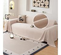 VanderHOME Solid Colour Sofa Cover, Wear-Resistant Sofa Blankets, Soft Couch Cover for Living Room, Sofa Throws L Shape Furniture Protection for Dogs and Cats 180 * 180cm-Beige