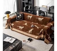 VanderHOME Super Soft Chenille Sofa Throws for 1-4 Seaters, Versatile Sofa Cover, Sofa Protector Cover, Throws For Sofas With Tassel, Reversible, All Seasons 180 * 340cm-Curry