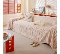 VanderHOME Super Soft Chenille Velvet Sofa Throws Art Stripe Sofa Blanket with Decorative Tassels Soft Warm Knitted Bedding Throw for Bed or Sofa 180 * 130cm-Orange