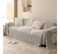 VanderHOME Super Soft Throws, Chenille Large Sofa Throw Blanket With Tassels For 2 3 4 Seater, Jacquard Patterned Settees Throw for Couch, Armchair and Bed 180 * 280cm-Light grey