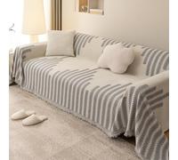 VanderHOME Super Soft Throws, Chenille Large Sofa Throw Blanket With Tassels For 2 3 4 Seater, Jacquard Patterned Settees Throw for Couch, Armchair and Bed 180 * 150cm-Light grey