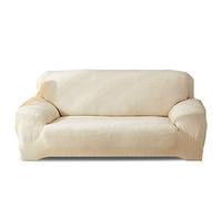 VanderHOME Thick Sofa Covers Pure Color Sofa Protector Velvet Sofa Slipcover Plush Fabric Anti-Slip Furniture Protector for Armchair Loveseat Couch Pet Protector Creamy-white 2 Seater