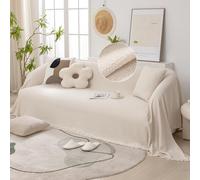 VanderHOME Waterproof Sofa Cover Modern Solid Color Sofa Covers, Splashproof, Machine Washable, Scratchproof For Sofa Protection, Abrasion Resistant 180 * 380cm-Beige