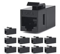 VANDESAIL 10 Packs RJ45 Coupler, CAT6 Keystone Jack, Black | Female to Female Straight Unshielded In-Line Cat 6 Ethernet Module, Compatible with Cat6/Cat5e/Cat5 Network Cables