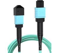 VANDESAIL MPO to MPO Fiber Cable,15M /50ft OM3 Multimode Patch Cord,12-Core | Female Type B Polarity,8-Core MTP Compatible,UPC,LSZH Aqua Jacket, For QSFP+ Transceivers And 10/40/100g Networks
