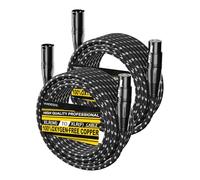 VANDESAIL XLR Cables 25ft 2 Pack, Durable Nylon Braided XLR Microphone Cable, Mic Cable, Shielded and Fully Balanced OFC Male to Female Cord for Recording Mixer Amplifie Speaker Black White