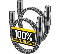VANDESAIL XLR Cables 3ft, 2-Pack Microphone Cable Balanced XLR Male to Female 3 PIN Nylon Braided Mic Cable Patch Cords (2Pack, 3Feet)