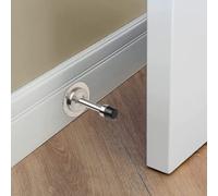 Vandicka 2 Pack Adhesive Long Door Stops Wall Mounted, Brushed Stainless Steel Door Stopper with Rubber Bumper for Wall & Furniture Protection, Screw Fixing or Stick on Wall or Skirtings