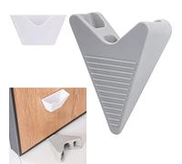 Vandicka 2 Pack Door Stops - Heavy Duty Rubber Door Wedge with Holder, Non-Slip Decorative Door Stopper for Indoor and Outdoor, Works on Carpet, Laminate, Vinyl, Wood, Tile, Concrete Floor, Grey