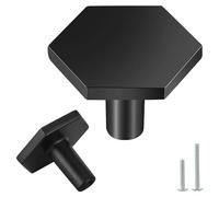Vandicka 4 Pcs Black Door Knobs - Brass Cabinet Knobs Drawer Pulls - Hexagon Door Handles for Kitchen Cupboard Dresser Wardrobe, 35 * 26 mm