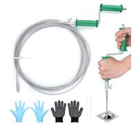 Vandicka Flexible Drain Auger Plumbing Snake 16.4 FT (5 M) & Waste Pipe Unblocker Tool for Sink and Toilet, Drain Cleaner & Clog Remover with 6 mm Drill Connector, Green Handle