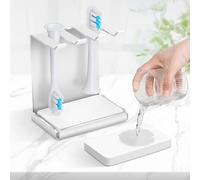 Vandicka Stainless Steel Toothbrush Holder for 3 Electric Toothbrush Heads, Wall Mounted Toothbrush Holder with Water Absorption Tray for Oral B, iO, Philips etc. Adhesive Brush Head Holder, Silver