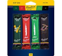 Vandoren SRMIXS25 Soprano Sax Jazz Reed Mix Card includes 1 each ZZ, V16, JAVA Green and JAVA Red Strength 2.5