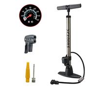 Vandorm Legend VII Alloy Bike Pump Presta Schrader Car Dual Valve High Pressure Cycle Floor Track Bicycle Tyre Inflator Tube Pump with Gauge & FREE Tool Airbed Football Inflatable Adaptors