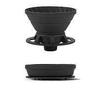 Vandroop Collapsible Coffee Dripper, Silicone Reusable Filter Holder, Pour Over Coffee Maker for Camping, Business Trips, Single Cup (Black, 1 Count)