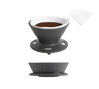 vandroop Collapsible Pour Over Coffee Dripper, Reusable Silicone Pour Over Coffee Maker For Camping, Travel&Home, Portable Single Clever Coffee Dripper With 10 V60 Filter Papers #02(Grey, 2-3 Cup)