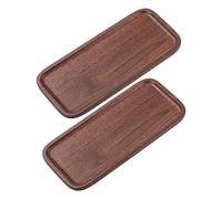 Vandroop Wood Serving Tray, Small Trays for Decor＆Storage, Rectangle Wooden Platers for Serving Food, Tea and Coffee, Decorative Vanity Tray for Bathroom, Tray for Kitchen Counter(Set of 2, Walnut)