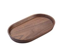 Vandroop Wooden Mini Serving Tray for Parties, Tea&Coffee Table Tray, Small Oval Wood Plate for Fruit&Snacks, Decorative Tray for Jewellery Key Coin, Tray for Bathroom (Walnut, 7.8”×4.66”)