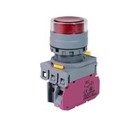 VaneAims 22mm FXBY6 Push Button Switch With LED Momentary Latching Illuminated Plane Head Plastic Switch 12V 24V 110V 220V 10A(1pcs,2NO_LATCHING_6V)