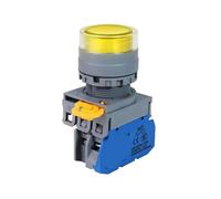 VaneAims 22mm FXBY6 Push Button Switch With LED Momentary Latching Illuminated Plane Head Plastic Switch 12V 24V 110V 220V 10A(2pcs,1NC_MOMENTARY_110V)