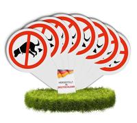 VANEJA Premium Set of 8 Plug-in Signs "Hier kein Hundeklo", Extra Robust 4 mm, 28 x 16 cm, Made in Germany, Prohibition Sign with PE Core and Aluminium Layer, UV-Resistant for Indoor and Outdoor Use.