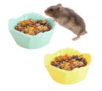 VanEnjoy 2 Pack Ceramic Guinea Pig Food Bowl Cute Flower Hamster Cage Accessories for Chinchilla Hedgehog Yellow and Green Small Animal Water Dish