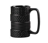VanEnjoy 3D Cool Black Tyre Tire Shaped Frosted Ceramic Mug Large Coffee Tea Cup Unique Gifts Car Fans 14 oz(400ml)