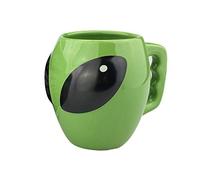 VanEnjoy Bright Green Glazed Ceramic Shape Ceramic Alien Mug Tea Coffee Cup, 3D Space Universe UFO Conspicuous Alien Cup, Gift for kid boy,13 oz(400 ml)