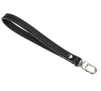 VanEnjoy Genuine Leather Keychain Wristlet Keychain Strap for Wallet Purse Clutch Cellphone Wristlet Key(Square Lock), Black-silver Lock, 7.1"