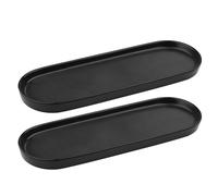 VanEnjoy Set of 2 Black Vanity Tray for Bathroom Counter, Long Narrow Tray Ceramic Tray for Kitchen Counter for Soap Bottles